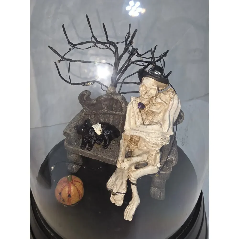 Lot Of 2 Halloween Tabletop Haunted Book And Skeleton Bride and Groom